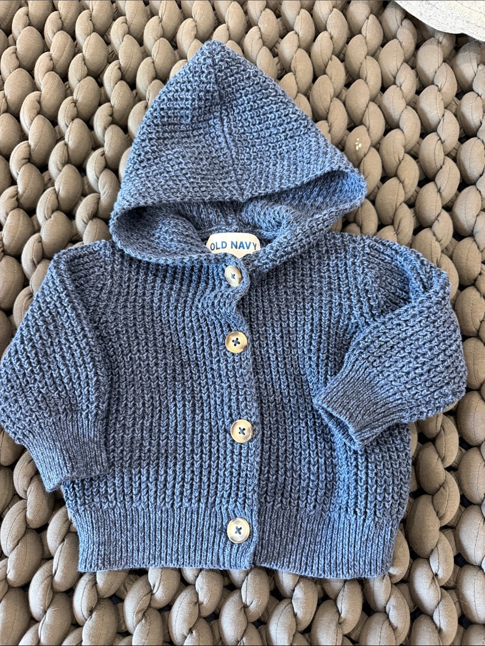 Old Navy Blue Hooded Knit Cardigan - Kids